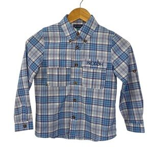 Prodoh Kids Blue Plaid Founders Fishing Shirt Long Sleeve 7/8 NWT